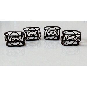 Napkin Rings Metal Cage Oval Swirl Detail (Some nicks to the coating)